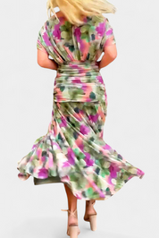Seraphina Dunvale | Brown Off-Shoulder Ruched Maxi Dress
