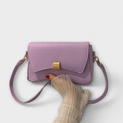 Amélie Courbet | Beige Faux Leather Shoulder Bag with Gold Clasp