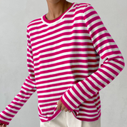 Marlowe Sinclair | Navy & White Striped Long-Sleeve Knit Top