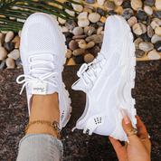 Arabella Crestvale | Beige Mesh Orthopedic Platform Sneakers