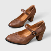 Marguerite Delvaux | Black Mary Jane Block Heel Pumps