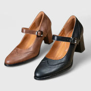 Marguerite Delvaux | Black Mary Jane Block Heel Pumps
