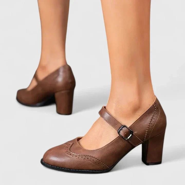 Marguerite Delvaux | Black Mary Jane Block Heel Pumps