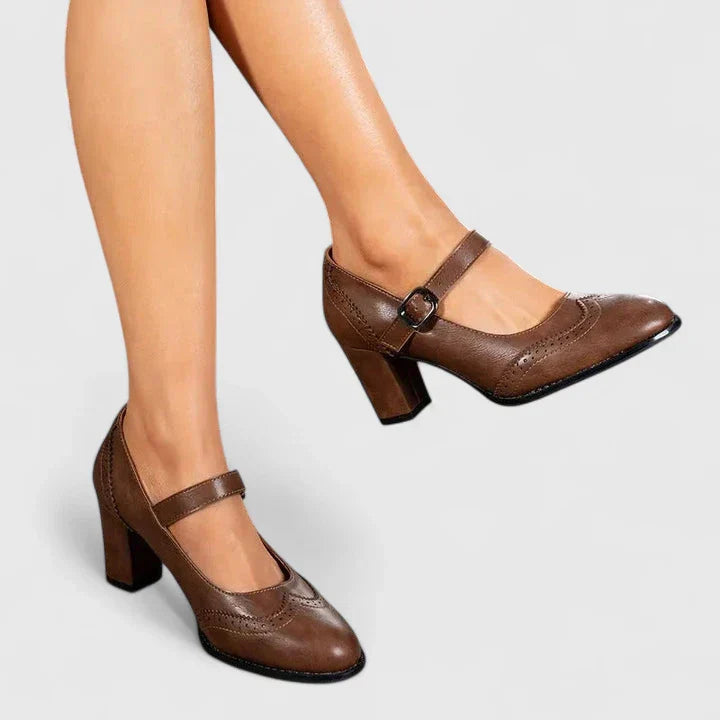 Marguerite Delvaux | Black Mary Jane Block Heel Pumps