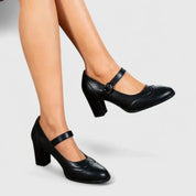 Marguerite Delvaux | Black Mary Jane Block Heel Pumps