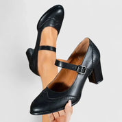 Marguerite Delvaux | Black Mary Jane Block Heel Pumps