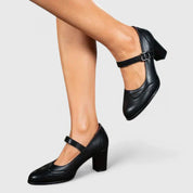 Marguerite Delvaux | Black Mary Jane Block Heel Pumps