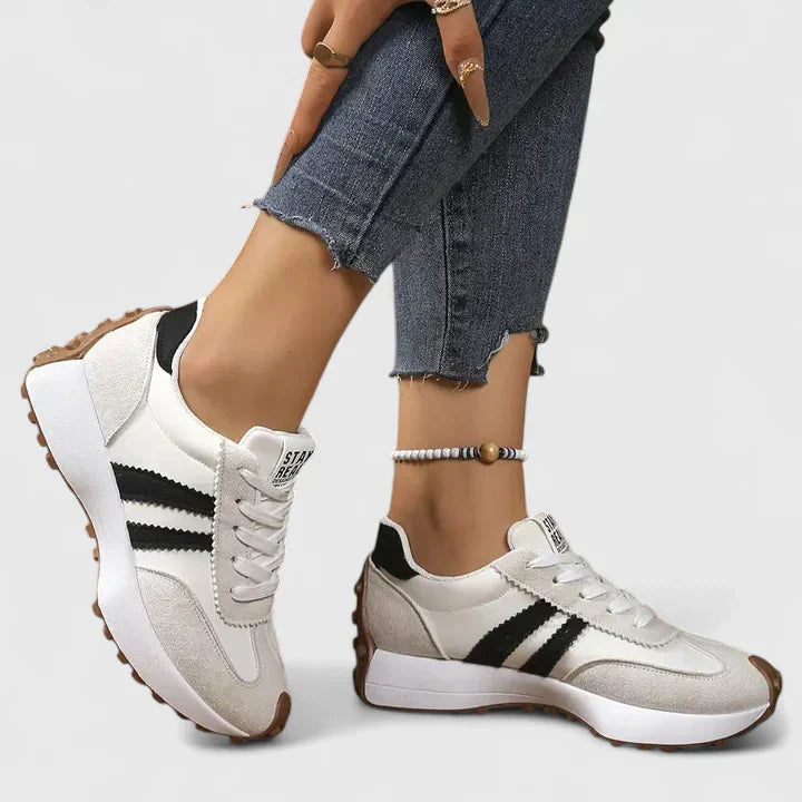 Serena Blackthorn | Black & White Orthopedic Sneakers