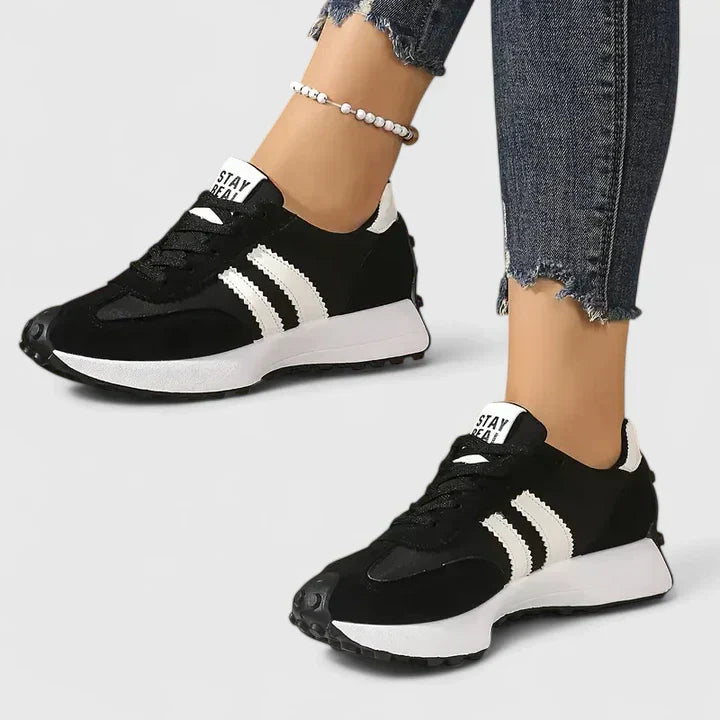Serena Blackthorn | Black & White Orthopedic Sneakers