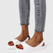 Celeste Ormond | Yellow Open Toe Platform Wedge Slingback Sandals