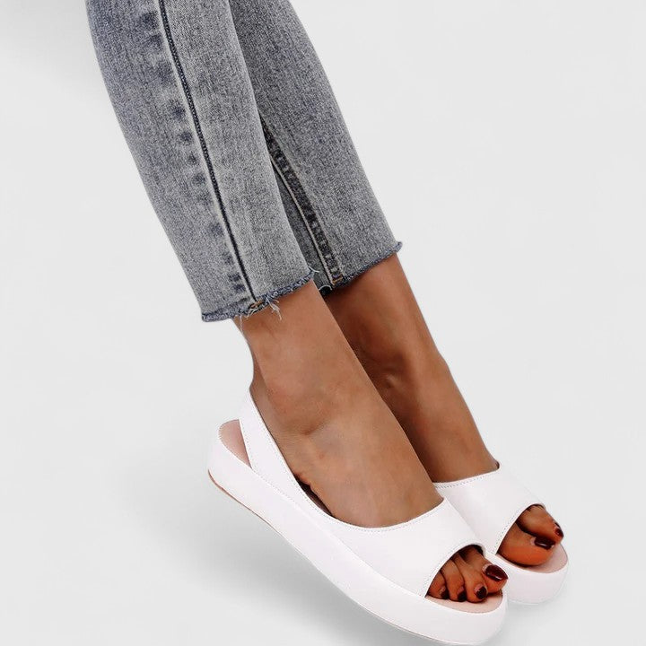 Celeste Ormond | Yellow Open Toe Platform Wedge Slingback Sandals