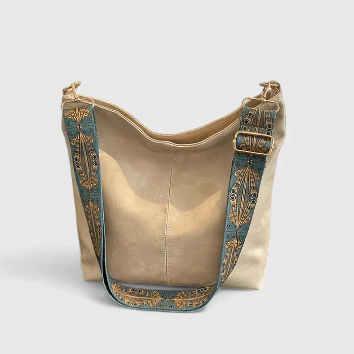 Valentina Rossetti | Cream Bucket Shoulder Bag with Boho Strap