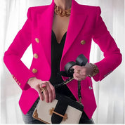 Celeste Fontmoreau | Black Double-Breasted Blazer with Gold Buttons