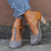 Gwendolyn Faircrest | Two-Tone Orthopedic Block Heel Pumps