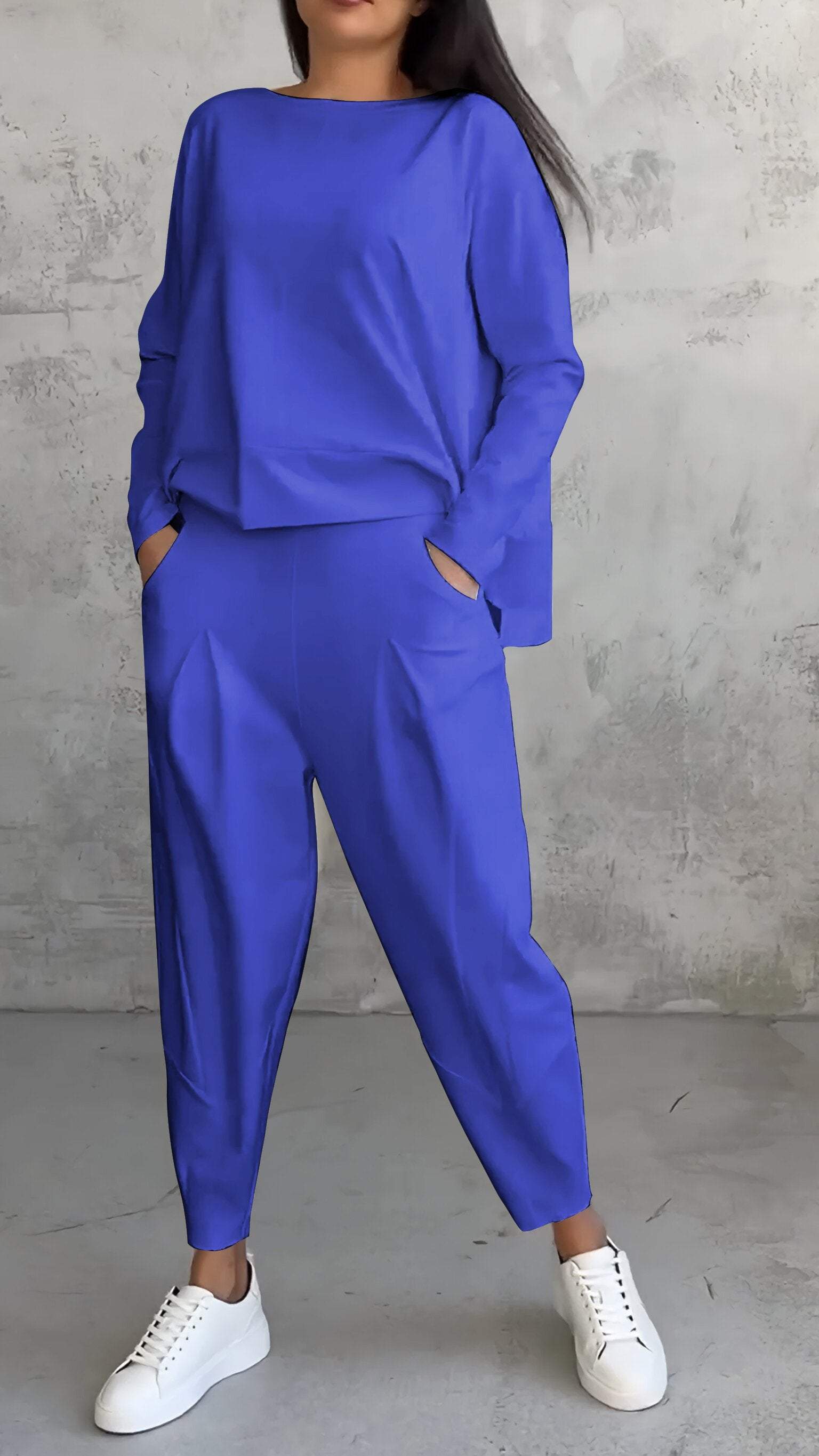 Genevra Calloway | Cream Two-Piece Lounge Set Long Sleeve Top & Pants