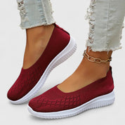 Marguerite Trevelyan | Purple Knit Slip-On Flat Sneakers