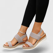 Vivienne Caldecrost | Black Espadrille Wedge Orthopedic Sandals