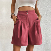 Christabel Dunraven | High Waist Wide Leg Pleated Shorts in Black