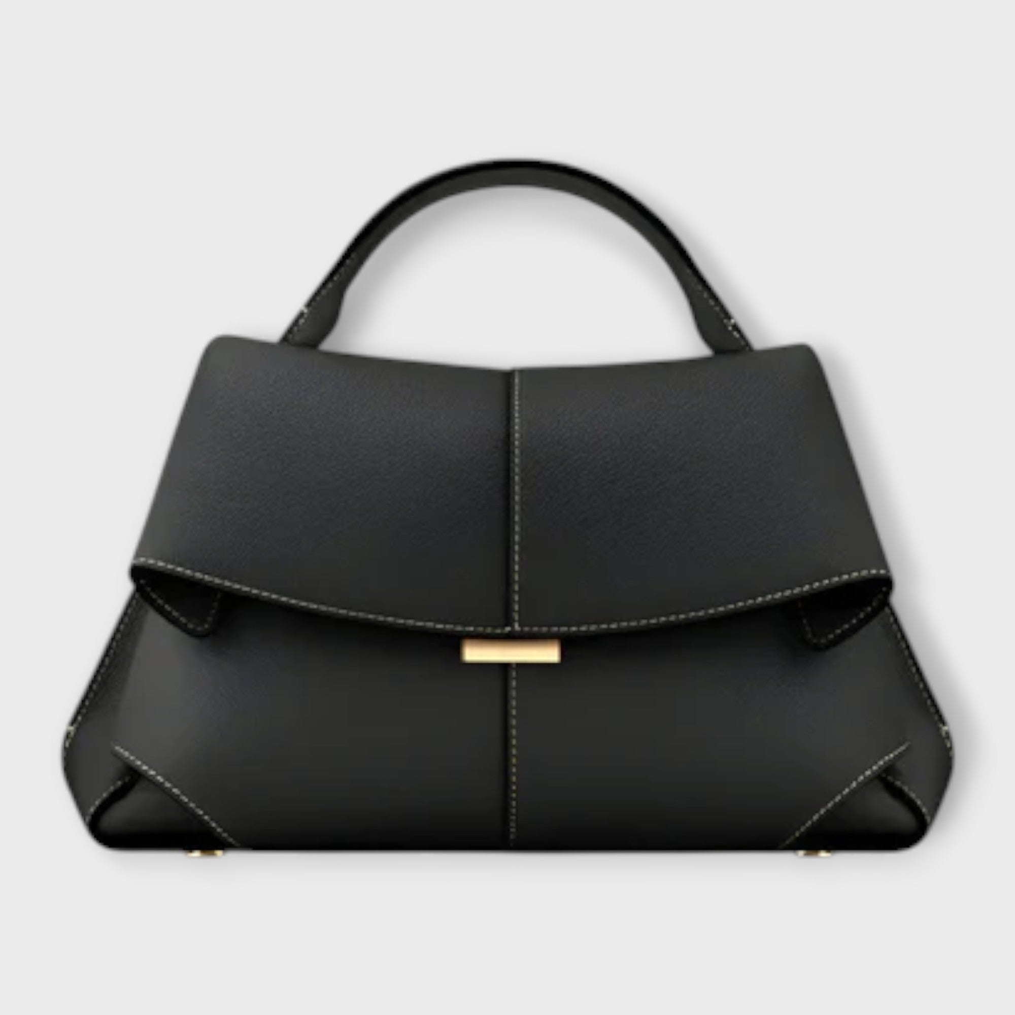 Loretta Vespucci | Black Structured Top Handle Handbag