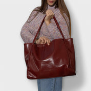 Celeste Vanthorpe | Black Faux Leather Oversized Tote Bag