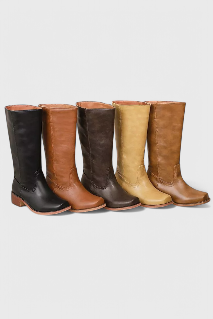 Rosalind Fenwick | Tan Leather Knee-High Western Boots