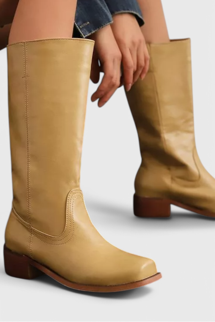 Rosalind Fenwick | Tan Leather Knee-High Western Boots