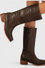 Rosalind Fenwick | Tan Leather Knee-High Western Boots