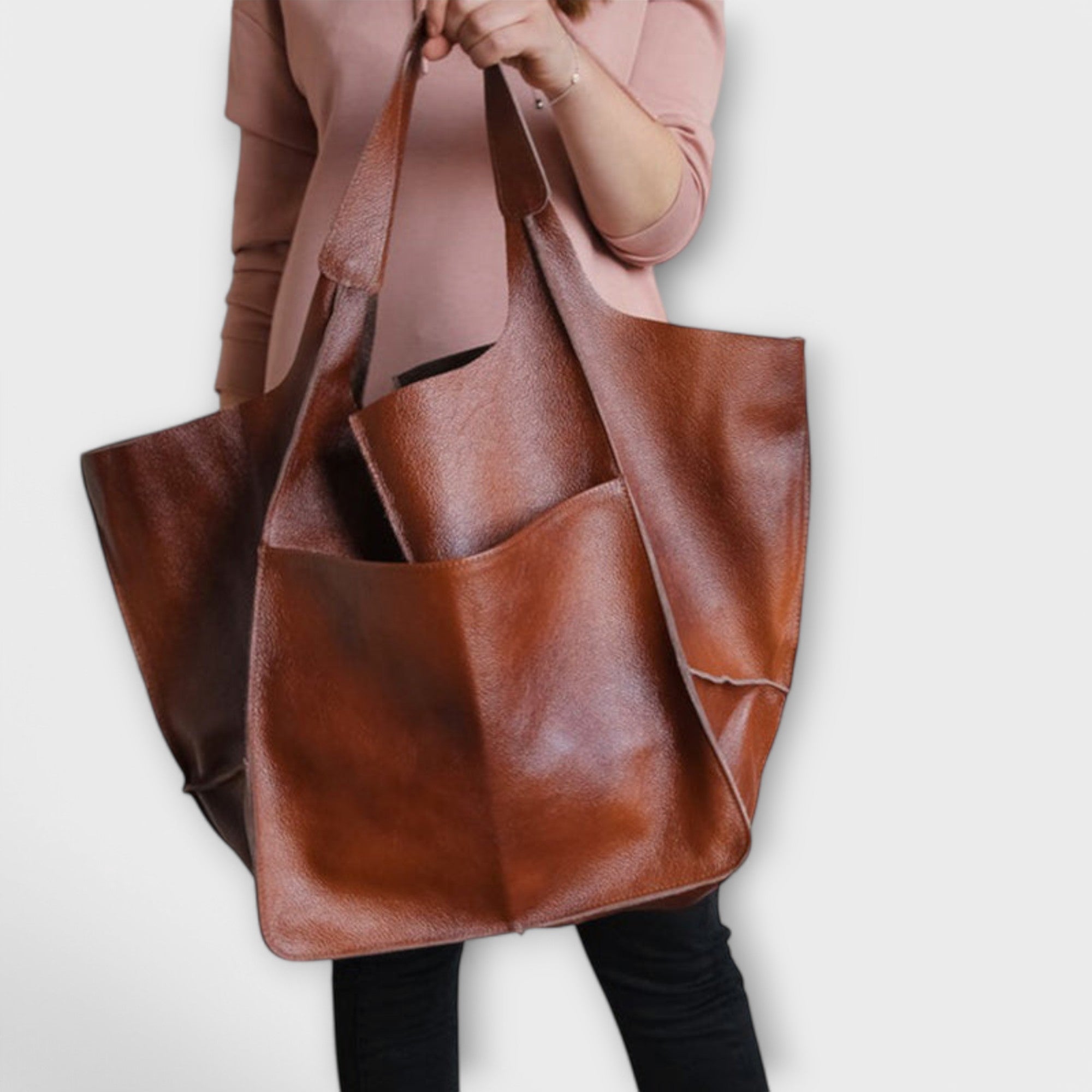 Cordelia Ashworth | Spacious Black Faux Leather Tote Bag