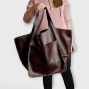 Cordelia Ashworth | Spacious Black Faux Leather Tote Bag
