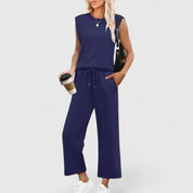 Floriane Dumont | Sleeveless Wide-Leg Two-Piece Set in Olive Green