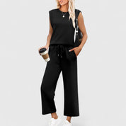 Floriane Dumont | Sleeveless Wide-Leg Two-Piece Set in Olive Green