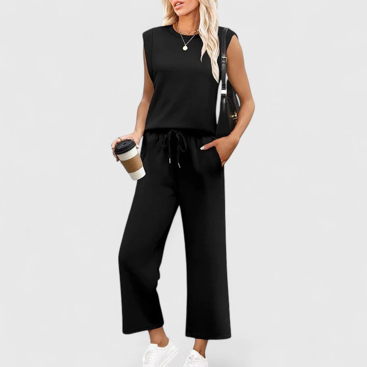 Floriane Dumont | Sleeveless Wide-Leg Two-Piece Set in Olive Green