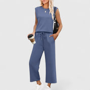 Floriane Dumont | Sleeveless Wide-Leg Two-Piece Set in Olive Green