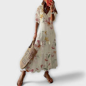 Oriana Blackwell | Blue Ikat Print Boho Maxi Dress