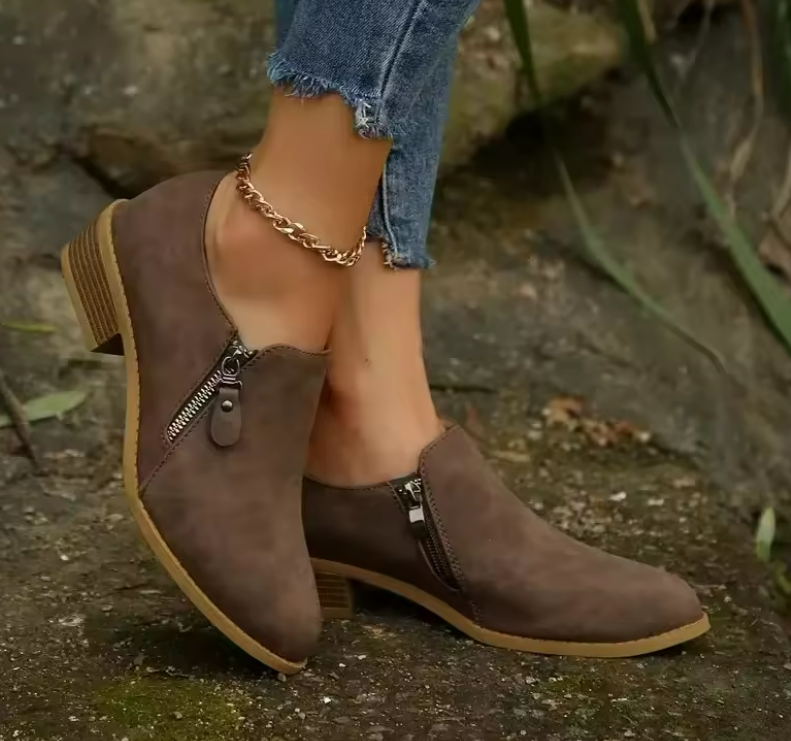Eliane Morvaux | Orthopedic Zip-Up Suede Ankle Boots