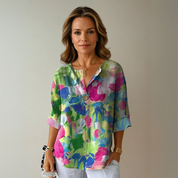 Celestine Wainwright | Chic Floral Print V-Neck Blouse