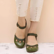 Evangeline Sorel | Green Orthopedic Low-Heeled Sandals for Women