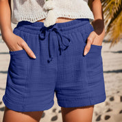 Genevra Dawnfield | Pink Cotton Gauze Drawstring Shorts