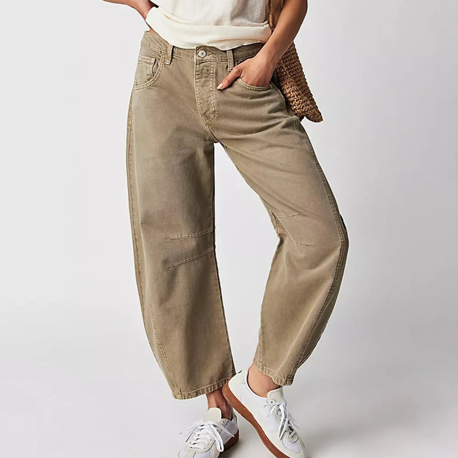 Margeline Ashcroft | High-Rise Barrel Leg Jeans in Light Acid-Wash Denim